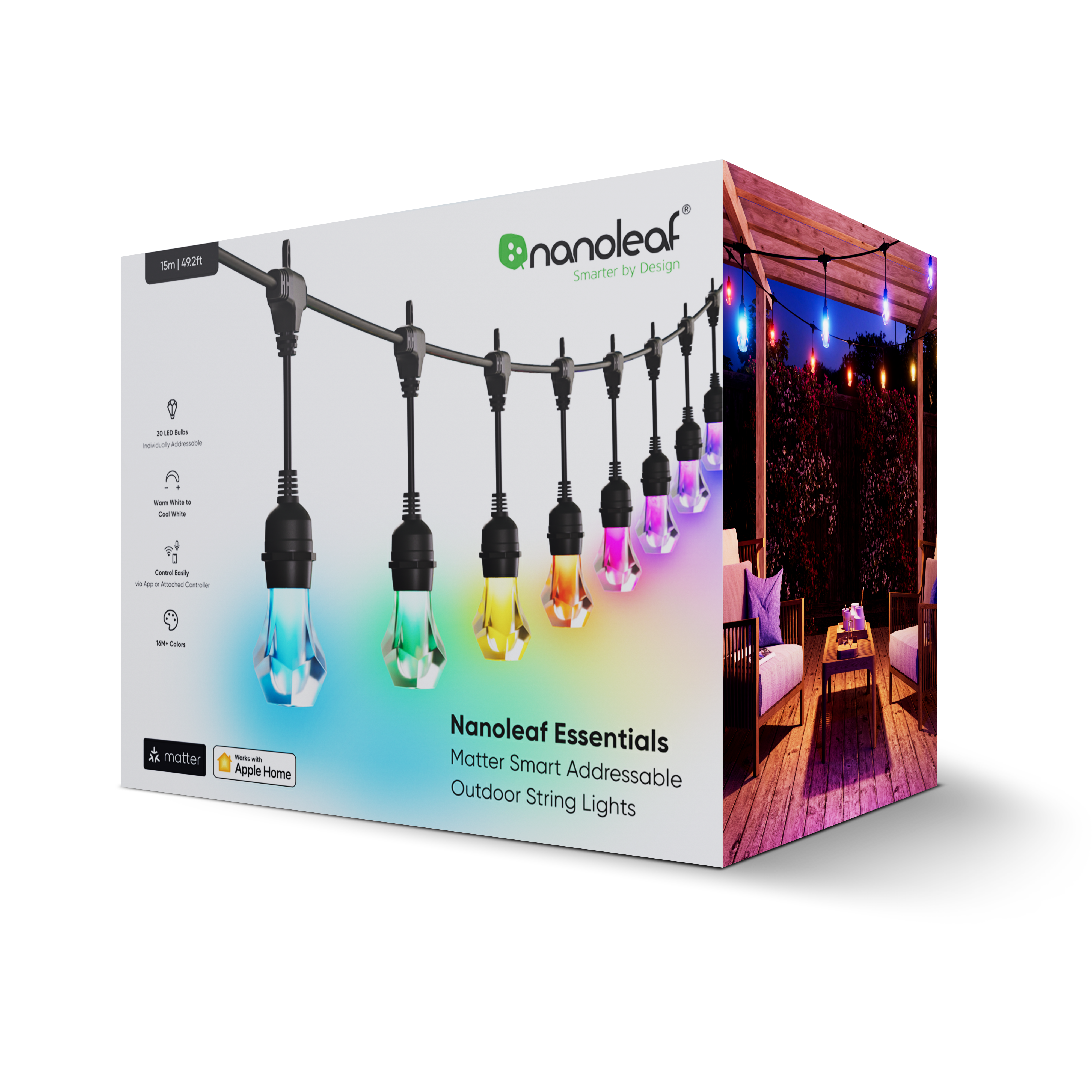 Nanoleaf 戶外氣氛智能燈串 Matter Smart Multicolor Outdoor String Lights Smarter Kit (15M)